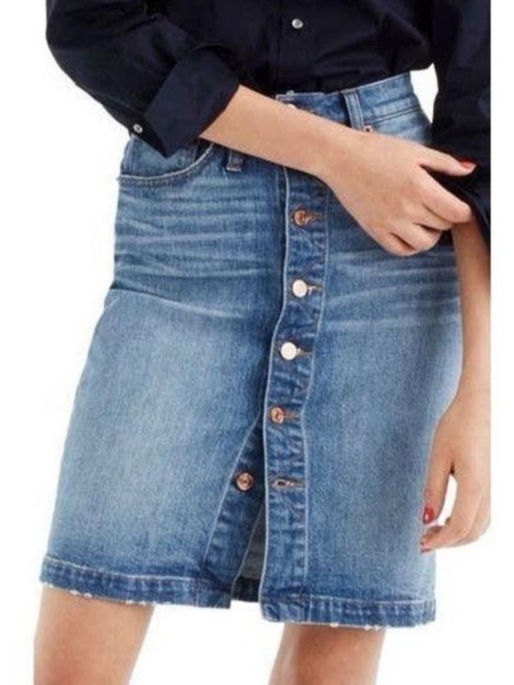 J. Crew Indigo Denim Button-Front Mini Skirt